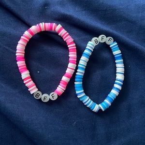 Clay bead youth friendship bracelets with stretchy clear string